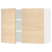 METOD wall cabinet with shelves/2 doors, white/Askersund light ash effect, 80x37x60 cm