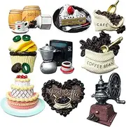 Fridge Magnet Set 3D Stereo Decorative Refrigerator Magnets, Retro Creative Afternoon Tea Magnetic Stickers, Resin Home Decor Magnets (Color : A)