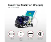 Multiple Device Charging Station 5-Port iPad Switch Tablet Android Phone iPhone