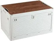 Camping Folding Box Stackable Large Capacity Storage Bin with Lid Folding Storage Box Storage Trunk Organizer for Camping and Kitchen Home Storing Snacks Drinks Car Container White Save Spac