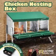 Chicken Nesting Box Roll Away Hen Chook Laying Boxes with Stand 3 Compartments