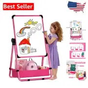 Pink Kids Art Easel | Double-Sided Whiteboard & Chalkboard for Creative Kids