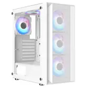 Equites 2605M RGB Tempered Glass Mid Tower ATX Case with 4 x RGB Fans - White (Case-2605W)