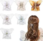 DonLeeving 6 PACK Women's Butterfly Hair Claw Clips Transparent Hair Claw French Acrylic Small Hair Claw Clamps Hair Jaw Clips Hair Accessories for Girls Women Thick or Thin Hair