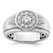 0.99Ct Lab Grown Diamond Cluster Ring Size 10 14K White Gold ( VS/SI,GH )