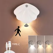 2Pcs LED Shells Night Light Motion Sensor Light Tricolor Room Decoration Light