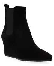 Anne Klein Valore Womens Pointed Toe Wedge Bootie Black Faux Suede VAL003F9