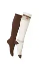 HUE Women's 2 pack of Tan/Brown Casual Blocked Fair Isle Knee Socks, One Size
