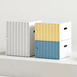 【完美主義】Wizhome韓國製側開可疊式大號積木收納箱(三色)