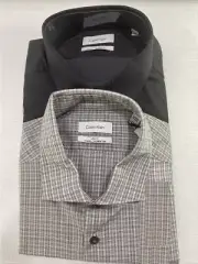 CALVIN KLEIN MEN'S SLIM FIT STRETCH 2PK SHIRT(BLK/GREY 16-16.5 34/35)NWT
