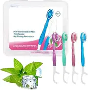 5 in 1 Mini Travel Toothbrush,5 In 1 Mini Disposable Toothbrushes with Toothpaste,Portable Multi-Functional Teethbrush Set, for Travel and Gathering Daily Use (FourColors,10 Pcs)