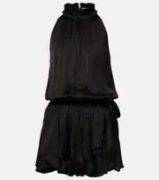 [Poupette St Barth] Poupette St Barth Bianca halterneck satin minidress AU 10 black