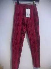 zara textured hot pink leggings size xs