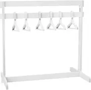 UNICRAFTALE 1 Set 30cm High Doll Garment Rack with 15Pcs Wooden Clothes Hanger Small Dolls Clothes Rack White Mini Dress Up Storage Doll Garment Rack Accessory for Dollhouse Cat and Puppy