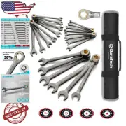 Complete Metric & SAE 22-Piece Ratchet Wrench Set in Stylish Roll-Up Pouch