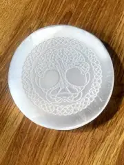 crystalmiracle Selenite 3" Tree of Life Round Charging Plate Crystal Healing ...
