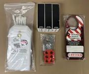 NEW Master Lock Lock Out Set Red Padlock Hasp Tags 420 427 497A 410KAS3RED3KS