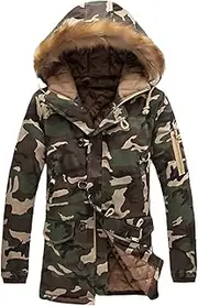 [UIOKLMJH] Camouflage Jackets Men Women Winter Snowcoat Fur Collar Military Parka Coat Couples Thick Cotton-Padded Jacket