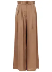 Zimmermann Tuck Wide-leg Silk-satin Trousers - Sand - 3 (UK 14 / L) 3 (UK 14 / L)