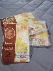 Vintage Tranquale Twin Cotton Blend Fitted & Flat Sheets 2 Pillow Cases Floral