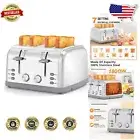4-Slice Retro Stainless Steel Toaster with 7 Shade Settings & LED Indicators