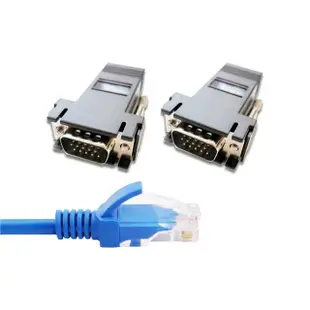 【Bravo-u】Cat6超高速網路線10米/VGA轉RJ45訊號延長器套組