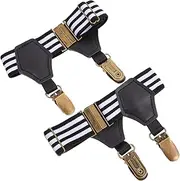 [Yardenfun] Stockings Sleeve Holders Suspenders Straps Warmers Elasticated Laces for Trainers Elastic Shoe Laces Belts Curvy Chain Goth Sock Garters Adjustable Leg Black Nylon