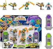 Legends of Akedo Teenage Mutant Ninja Turtles Battle Pack Includes Mini Battling Warriors Donatello, Leonardo, Michelangelo, Raphael, Shredder 2 Silver Battle Controllers