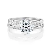 1 CT Diamond Engagement Ring Set Round H/SI2 18K White Gold Size Selectable