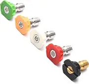 Universal Pressure Washer Nozzles, 1/4-Inch Quick Connect, Hot（85°）- or Cold-Water Use, power washer tips Set of 5 pcs (4.5 Orifice）