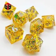 7Pcs DND Dice Set Resin Yellow Polyhedral Dice for Dungeons & Dragons Rpg D&D