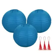 3 Pcs Sapphire Blue Round Paper Lanterns 12 Inch Paper Lantern Party Decorations