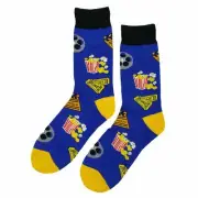 NWT Movie Popcorn Dress Socks Novelty Men 8-12 Blue Crazy Fun Sockfly