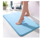 New Bathroom Rug Thick Soft Memory Foam Non Slip Absorbent Velvet - Light Blue