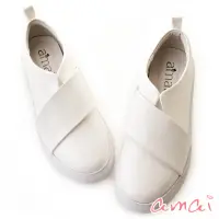 在飛比找momo購物網優惠-【amai】寬帶交叉厚底休閒鞋 懶人鞋 厚底鞋 小白鞋 鬆糕