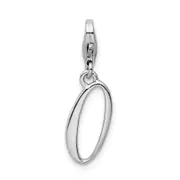 Sterling Silver Amore La Vita Rhodium-Plated Polished Number 0 Charm With Fancy Lobster Clasp