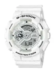 CASIO MEN'S ANA/DIGI WHITE RESIN BAND WATCH GA-110MW-7A