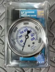 Apache 99019120 2.5", Stainless Steel, Glycerin Pressure Gauge