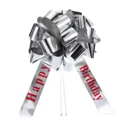 25 Inch Big Car Pull Bow Metallic Giant Bow for Decoration, Silver Red