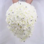 Bride Bridesmaid Holding Flowers Ivory PE Foam Bouquet Wedding Church Decoration