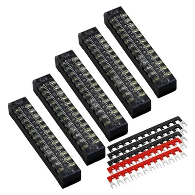 10 Pcs Terminal 12 Positions Dual Row 600V 15A Screw Terminal Strip Blocks9155