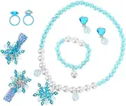 [Holibanna] 1Set Snowflake Jewelry Set Collection with Necklace Bracelet Ring Ear Clips Bow Hair Accessories Fashion Jewelry for Daily Wear and Parties