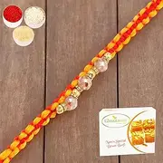 Rakhis Online- The Glittering Thread rm584 Bracelet Rakhi with 400 GMS of Besan Barfi
