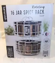 Kamenstein Filled 16 Jar Chrome Wire Revolving Spice Rack Jars Included
