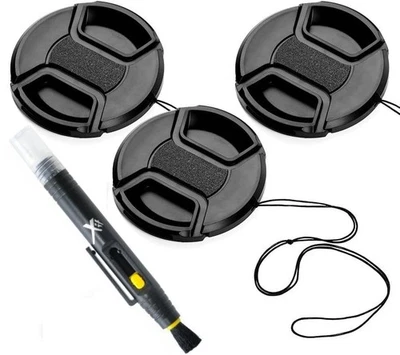 3X 62mm Lens Cap With 3X Lens Cap Keepers and 1 Lens Cleaning Brush Pen
