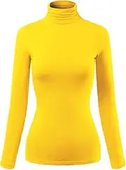 [MixMatchy] Women's Basic Long Sleeve Turtle Neck Slim Fit Top Shirt