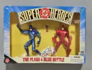 DC Super Heroes The Flash & Blue Beetle with The Atom Figures Hasbro 1999 NIB