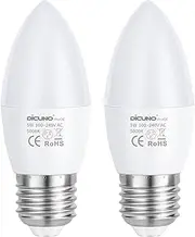 DiCUNO ProOE E27 Candle LED Bulbs, 5W, 450LM, CRI 98, Daylight White 5000K, Equivalent to 40W Incandescent Bulb, C37 Edison Screw Light E27, Non-Dimmable, 100-240V, 2-Pack