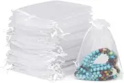 Meowoo 100PCS White Organza Bags, 4x6in Small Mesh Bags Drawstring, Mesh Gift Ba
