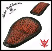 11x14 Antique Orange Alligator Spring Seat Harley Sportster Chopper Bobber Dyna